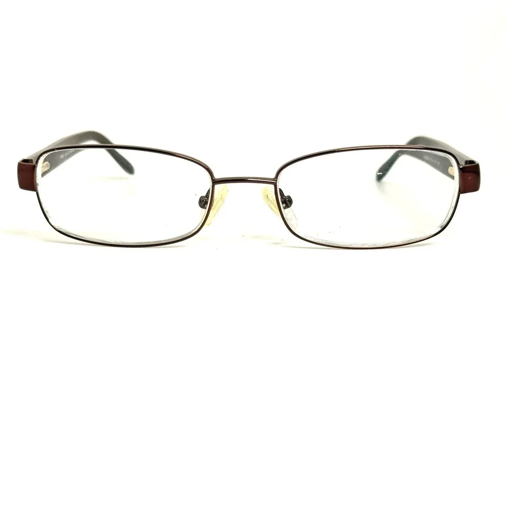L'Amy L'Accent 422 Brown Metal Rectangular Eyeglass Frames France 51-17-135 C01